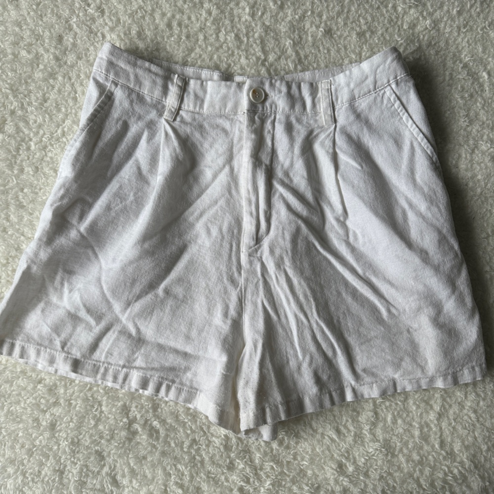White Women's Linen Shorts